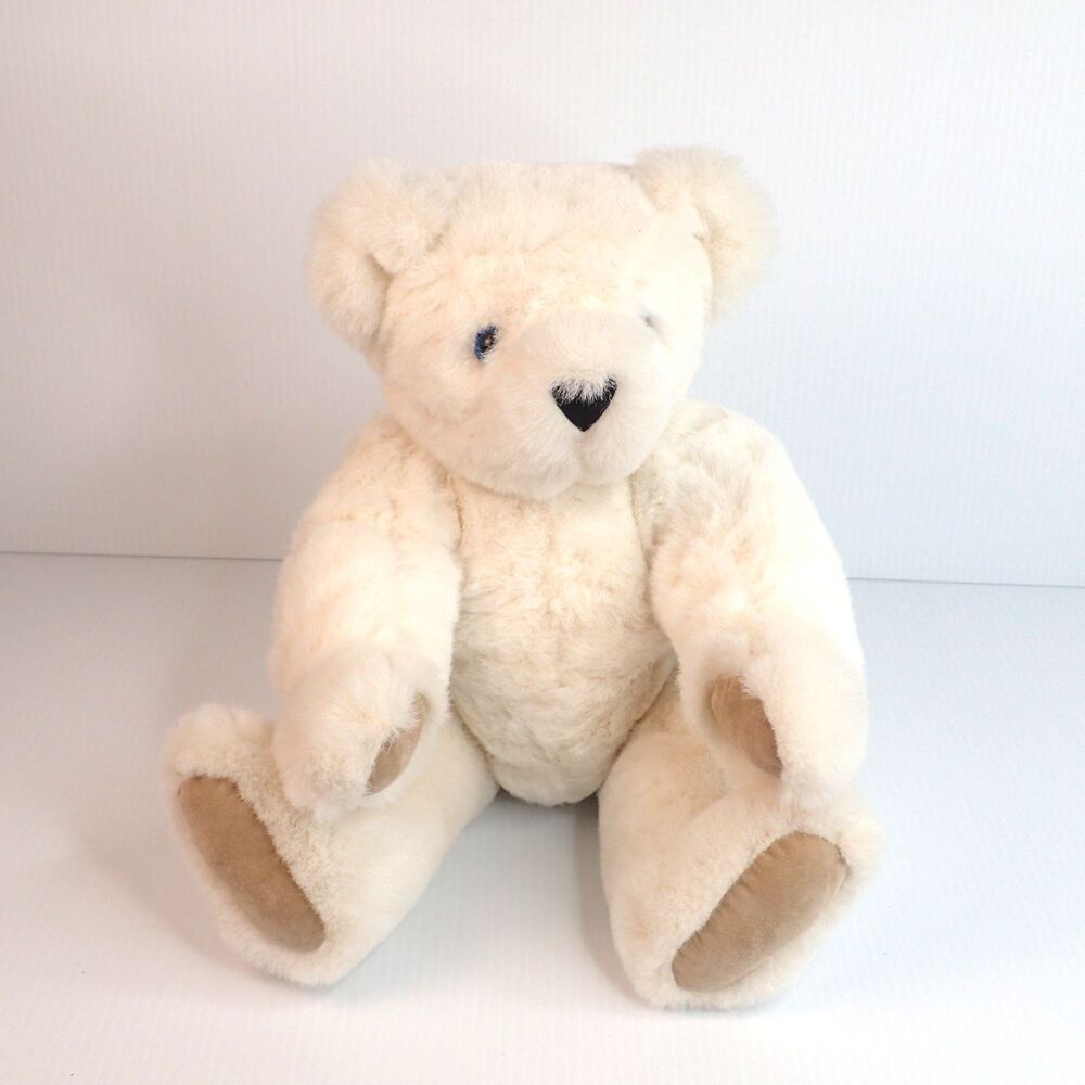 Vermont Teddy Bear Classic Vanilla Bear with BLUE Eyes 16"